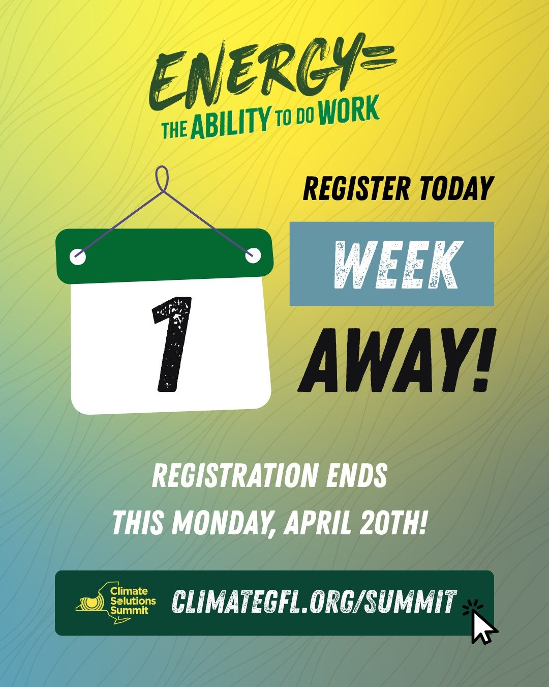 We&rsquo;re officially 1 week away from the 2026 Climate Solutions Summit!

In just 7 days, people from across the Genesee-Finger Lakes region will come together in Rochester for conversations, workshops, and panel discussions focused on energy, powe