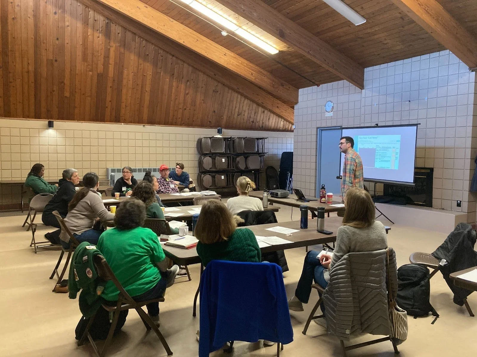 CYCG team members in community organizing training with Graham Hughes at the November 2024 Retreat.