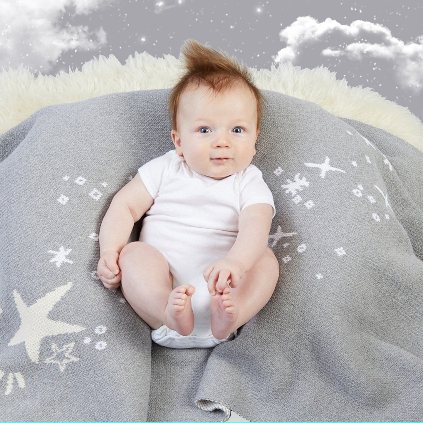 ✨Twinkle twinkle little star, how we wonder how you got to be so CUTE!✨ ⁠
⁠
Whatever the reasons (magical mama, super yummy toes, sunny disposition) we are grateful the stars aligned and brought you to the world!⁠
⁠
Stars Aligned Blanket - Dusk + Daw