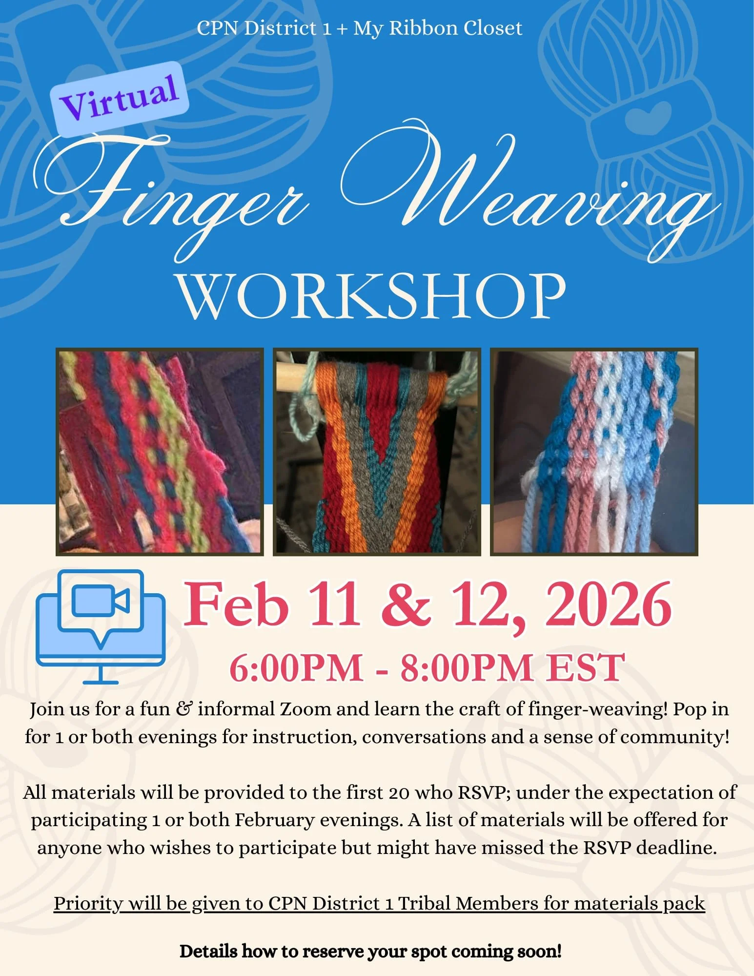 Finger Weaving Workshop Day 2