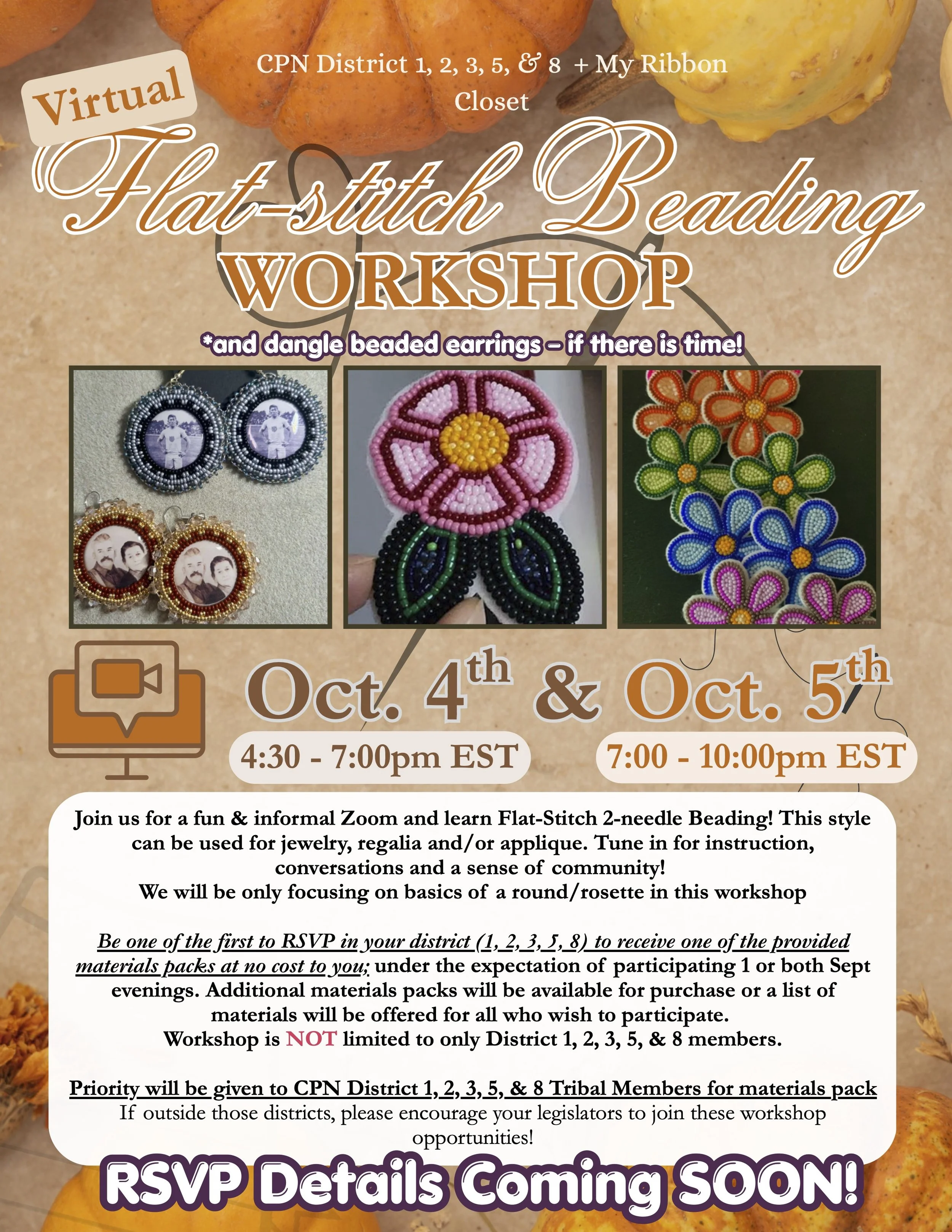 District 1 Virtual Meeting: Flat Stitch Beading Workshop