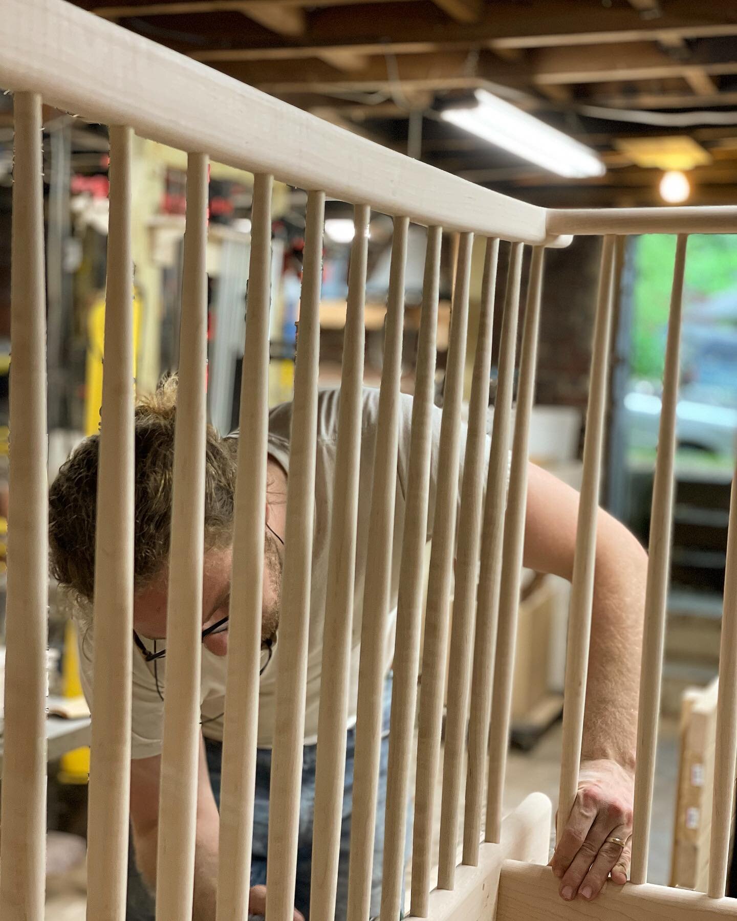 Sanding and preparing each surface, curve and edge takes dedication and an eye for detail that can&rsquo;t be rushed. Enjoy the process. 
.
.
.
#crib #finefurniture #furnituredesign #curlymaple #maple #nursery #sanding #woodworking #wood #bham #birmi