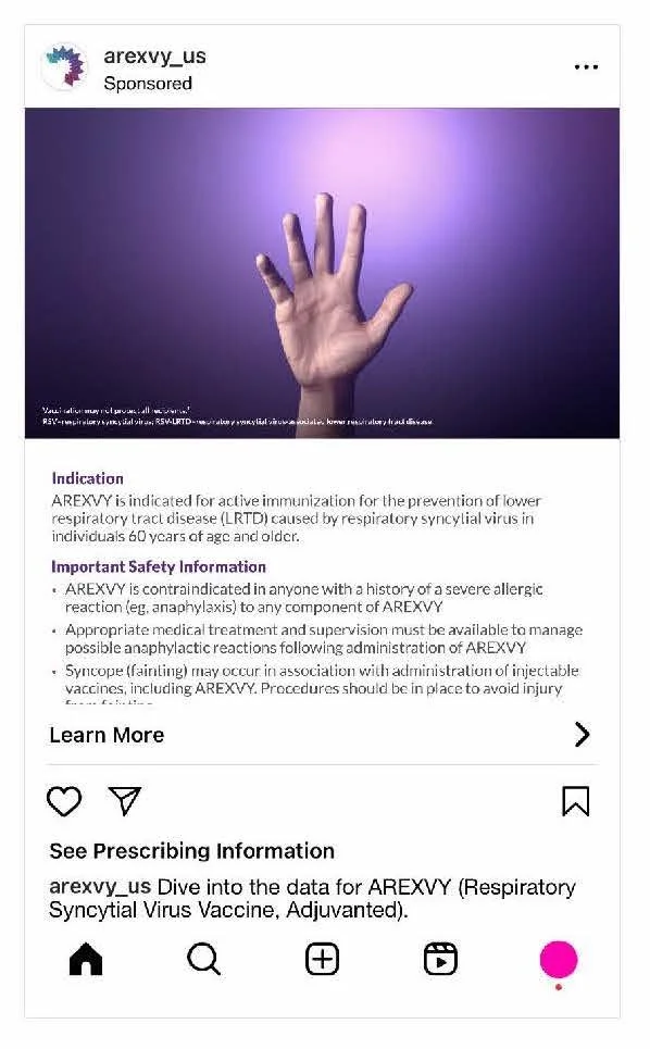 AREXVY - Now Approved Instagram Ad