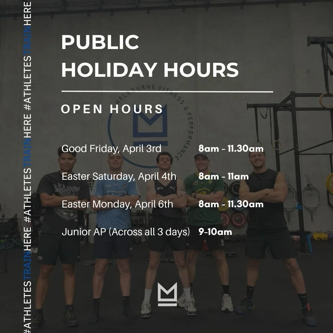 Easter Holiday Hours 🔥

We are open with our public holiday hours! Field is still on on Saturday too ✅

#teammfp #athletestrainhere