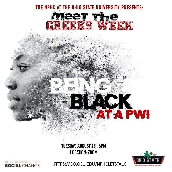 Might be a couple familiar Blu &amp; White faces at the NPHC&rsquo;s first event of Meet the Greeks Week 🤔 Be sure to tune in and learn how to better navigate being Black at a predominantly white institution (PWI)!!! #blackandproud✊🏾
