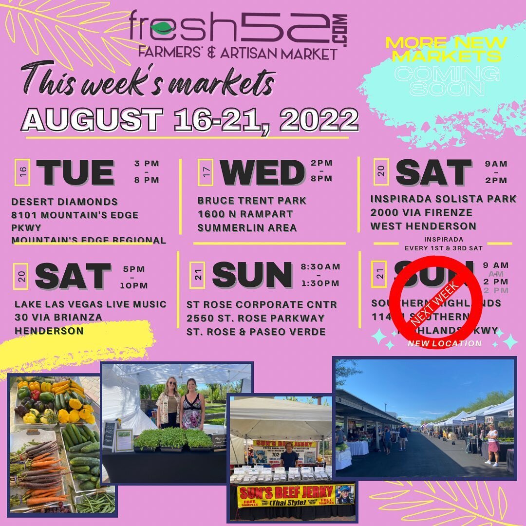 Oops, we got overly excited and jumped the gun! Our Southern Highlands @southernhighlands_lv market doesn&rsquo;t start until NEXT week. But you can catch us on St Rose instead on Sunday morning. We are also @inspiradanv tomorrow morning!