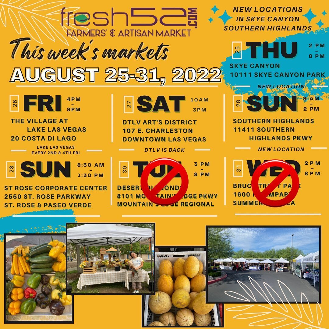 With significant consideration, we have decided to cancel this week&rsquo;s farmers market at Mountain&rsquo;s Edge Regional Park and at Bruce Trent Park. 

It&rsquo;s our mission to bring local produce and small business artisans to your neighborhoo
