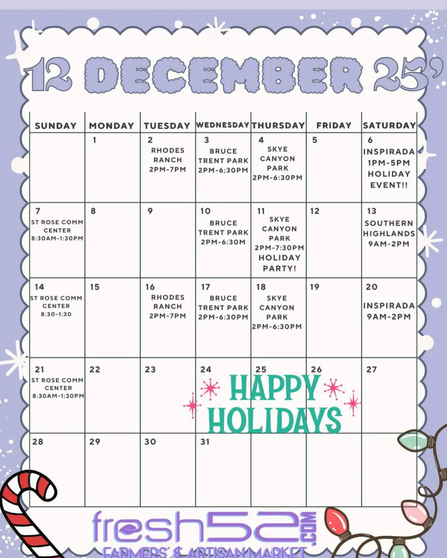 From December 22nd through January 6th, Fresh52 farmers &amp; artisan market is taking a warm holiday pause to soak up the season&rsquo;s magic. ✨ Thank you for filling our stalls with smiles, support, and community all year long. We wish you and you