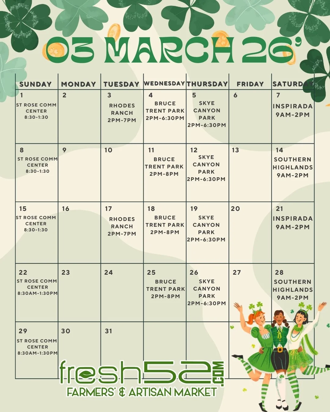 🌺🍃March is here, and so is a fresh wave of spring produce! 🌞 Join us at the farmer&rsquo;s market this month to savor the season&rsquo;s vibrant flavors, 😋 from crisp greens to sweet citrus. See you soon 🤗 

Locations markets at every corner 🏃?