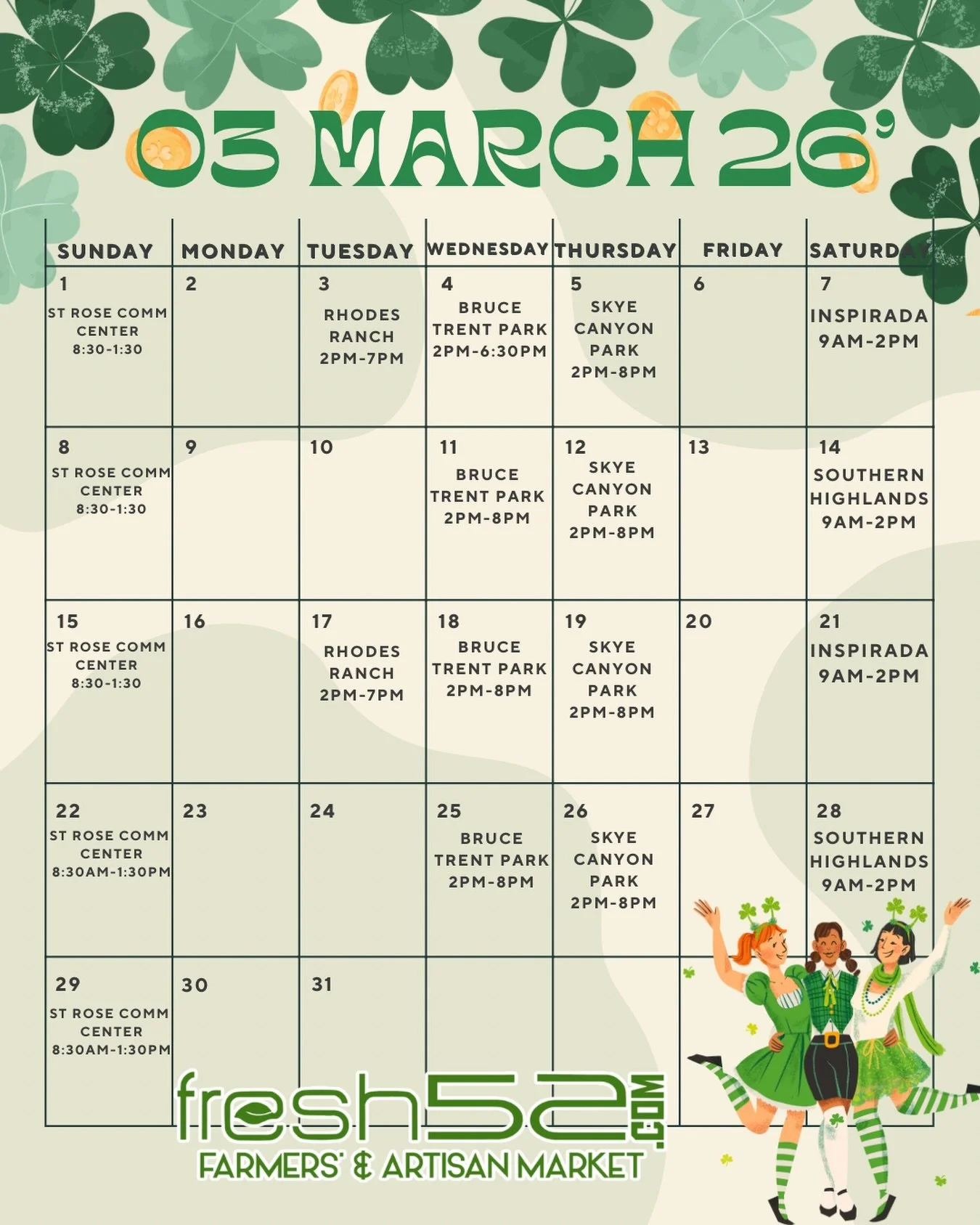 🌺🍃March is here, and so is a fresh wave of spring produce! 🌞 Join us at the farmer&rsquo;s market this month to savor the season&rsquo;s vibrant flavors, 😋 from crisp greens to sweet citrus. See you soon 🤗 

Locations markets at every corner 🏃?