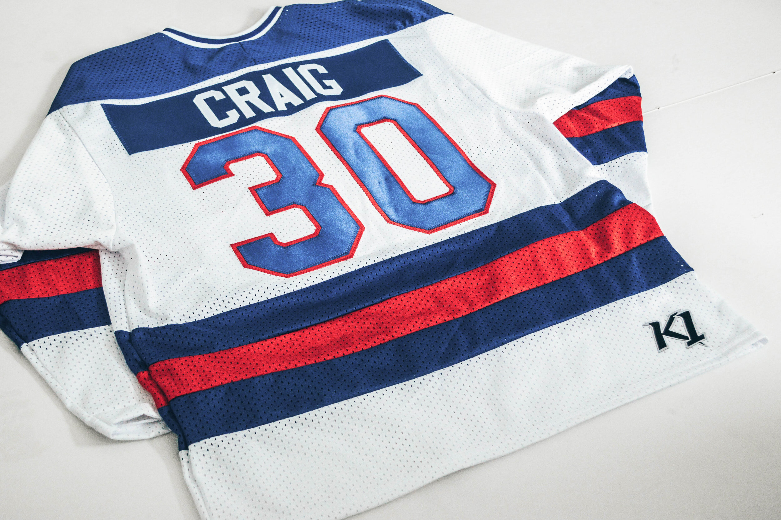 Authentic Jim Craig USA 1980 Jersey (Large) - Autographed Jim Craig, 1980  Gold — Gold Medal Strategies