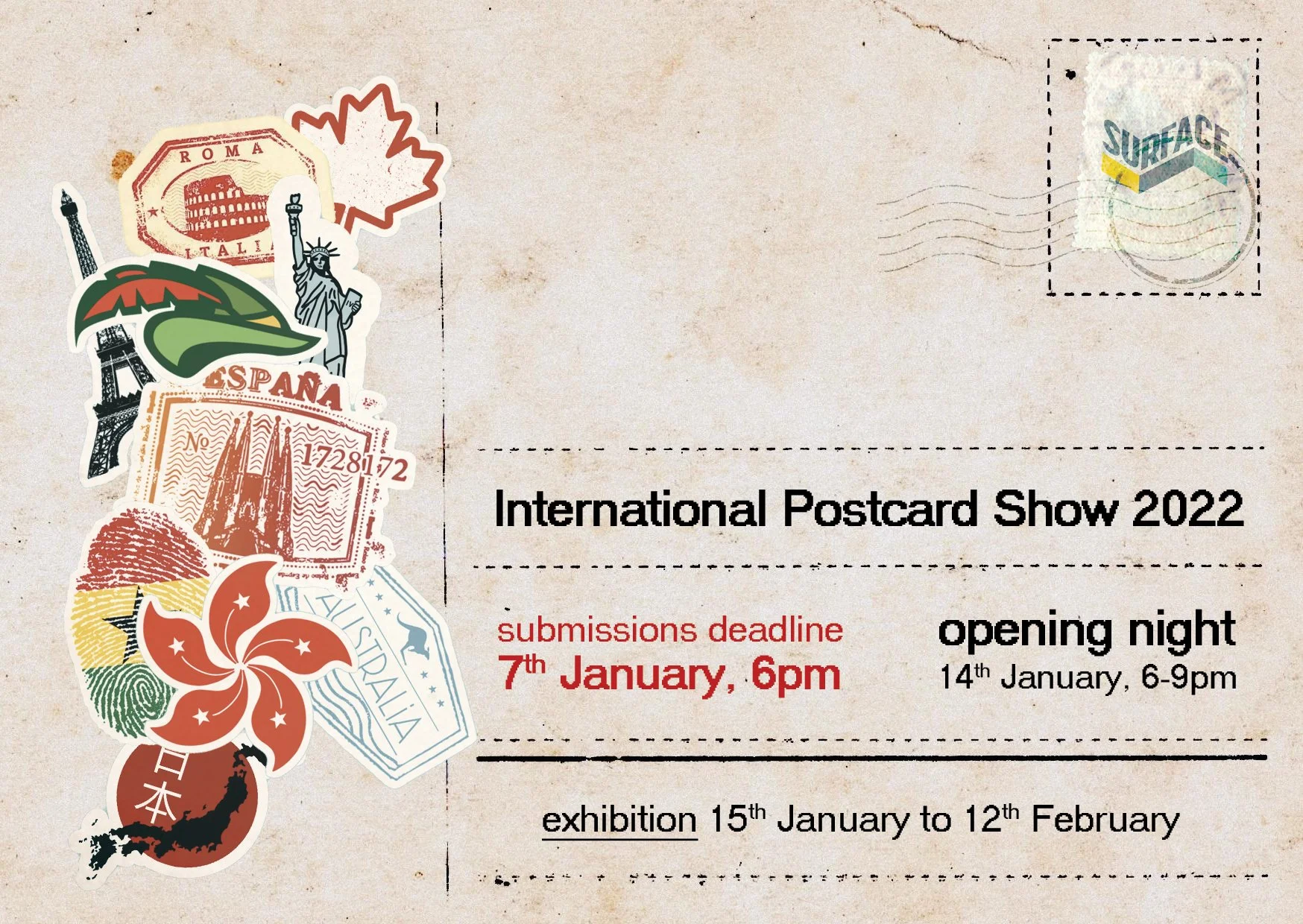 International Postcard Show 2022 Call for Submissions — Surface