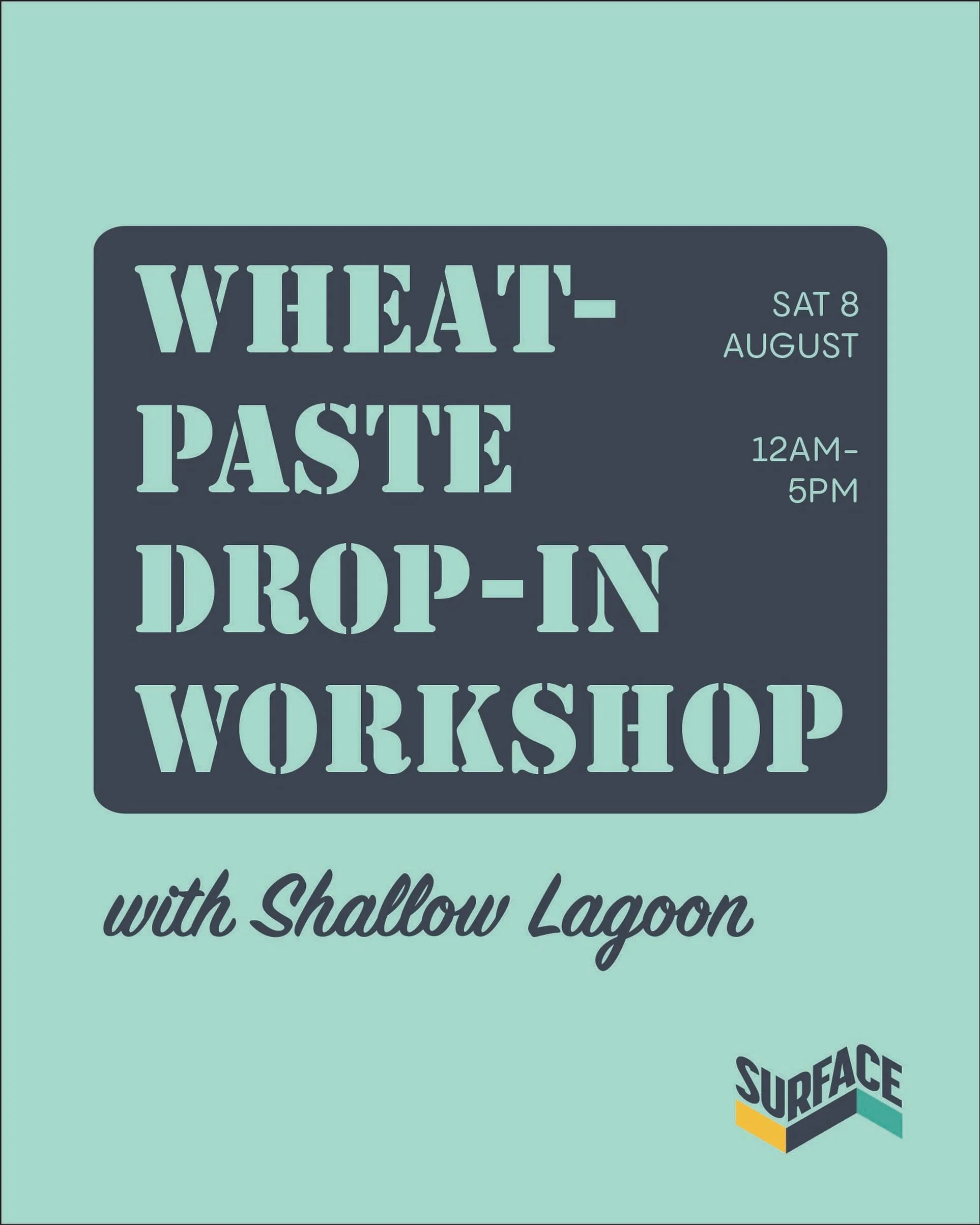 Join us on the first opening day of the Street Art Fest for a drop-in style wheatpaste workshop. Hosted by @shallowlagoon 

No experience needed, pop in when it suits you. 

12AM&ndash;5PM

This event aswell as the entire gallery is open for free to 