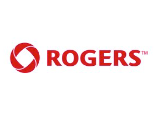 Rogers logo with a red circular emblem and the word 'ROGERS' written in red capital letters