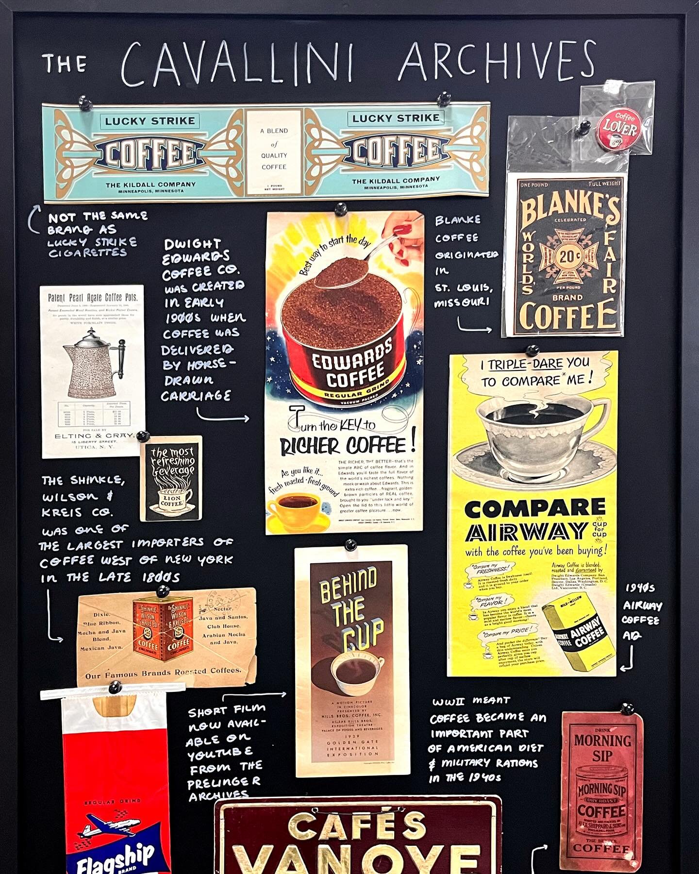 ☕️Calling all coffee connoisseurs!☕️

A selection of vintage coffee ads and ephemera from the Cavallini archives. Catch our coffee poster in a store or coffee shop near you. Explore more posters at cavallini.com
#CavalliniArchives