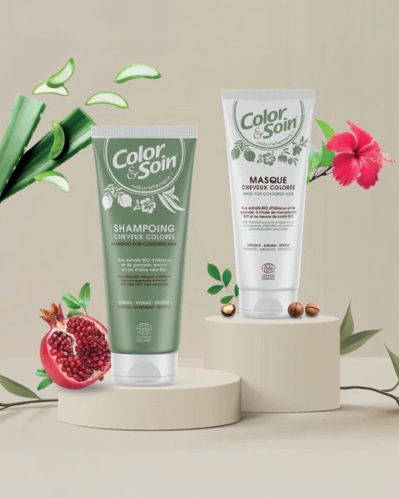 Nourish your colour, naturally. 🌿✨
Our Color &amp; Soin&reg; Shampoo &amp; Mask work together to hydrate, protect, and revive coloured hair with organic hibiscus, pomegranate, and aloe vera.
Shine that stays. Colour that lasts.

#ColorAndSoin #Natur