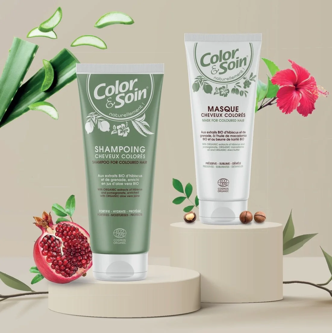 Nourish your colour, naturally. 🌿✨
Our Color &amp; Soin&reg; Shampoo &amp; Mask work together to hydrate, protect, and revive coloured hair with organic hibiscus, pomegranate, and aloe vera.
Shine that stays. Colour that lasts.

#ColorAndSoin #Natur