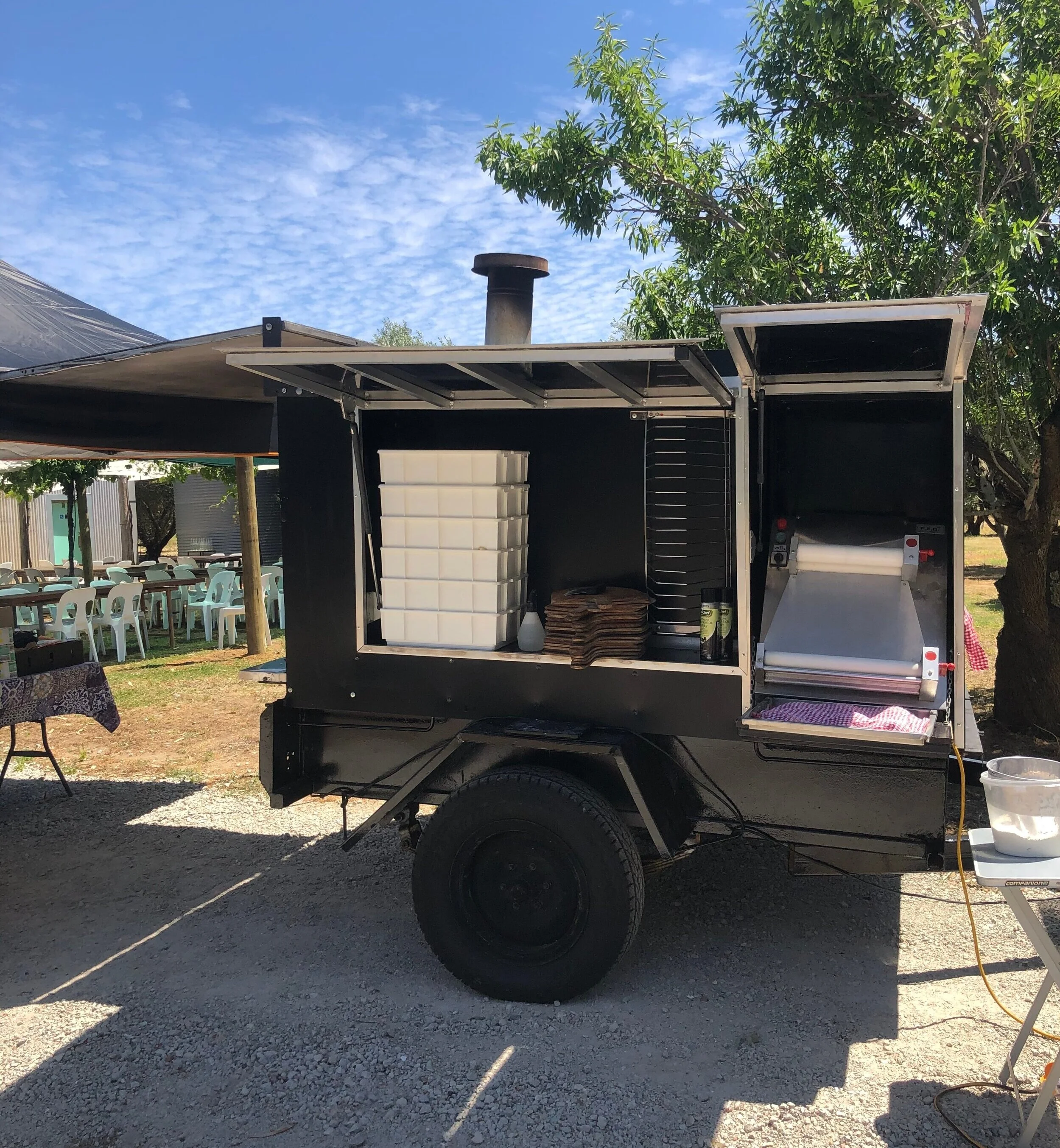 Our mobile woodfire pizza oven