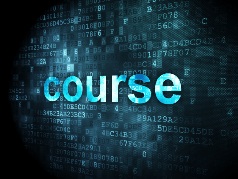 Dark background with the word course