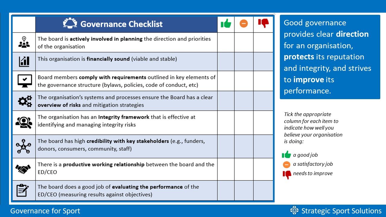 Sport Governance Checklist