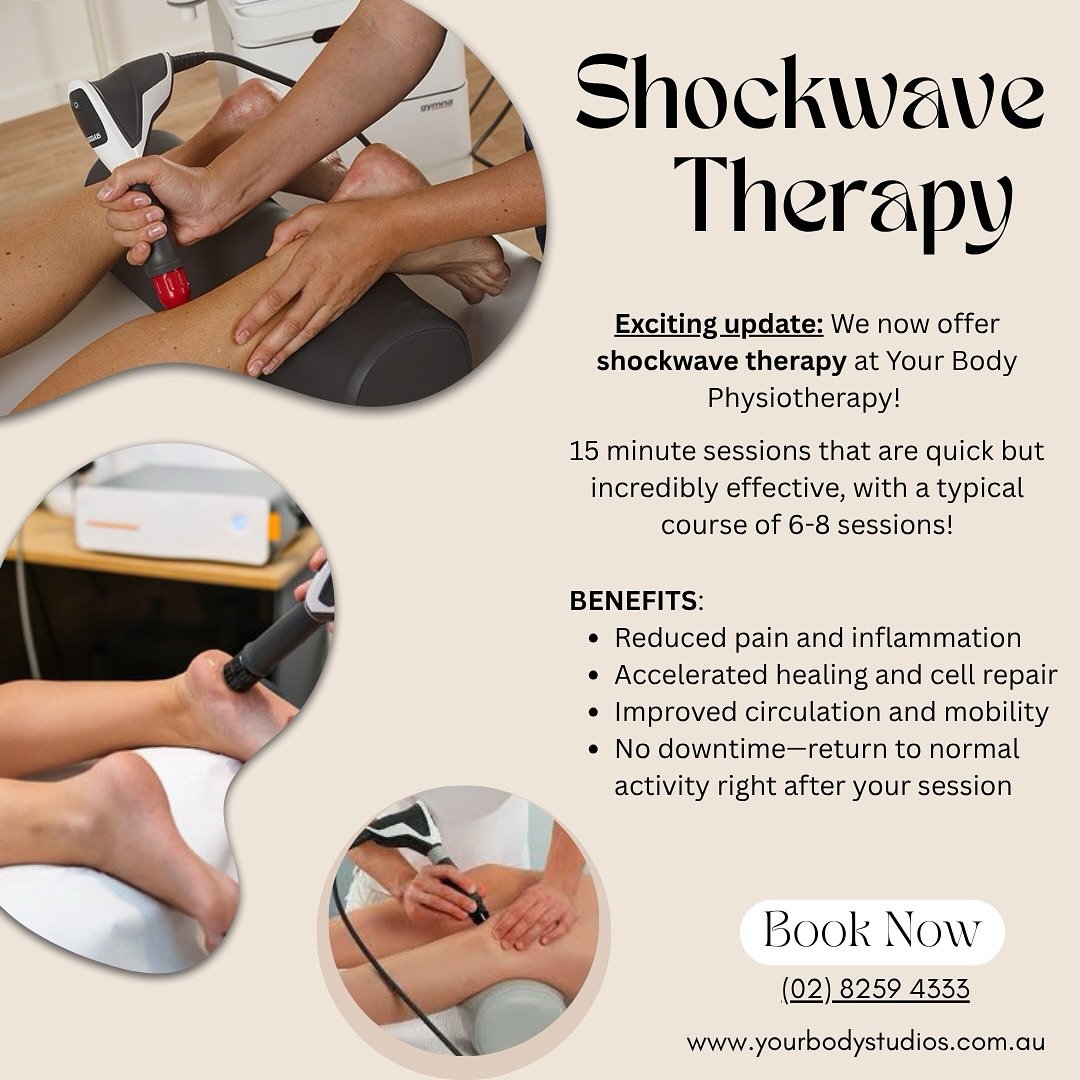 Your Body Physio is proud to offer Shockwave therapy! This cutting-edge treatment is perfect for managing chronic conditions and soft tissue injuries. It works by reducing pain and inflammation, improving circulation, and accelerating tissue repair.

