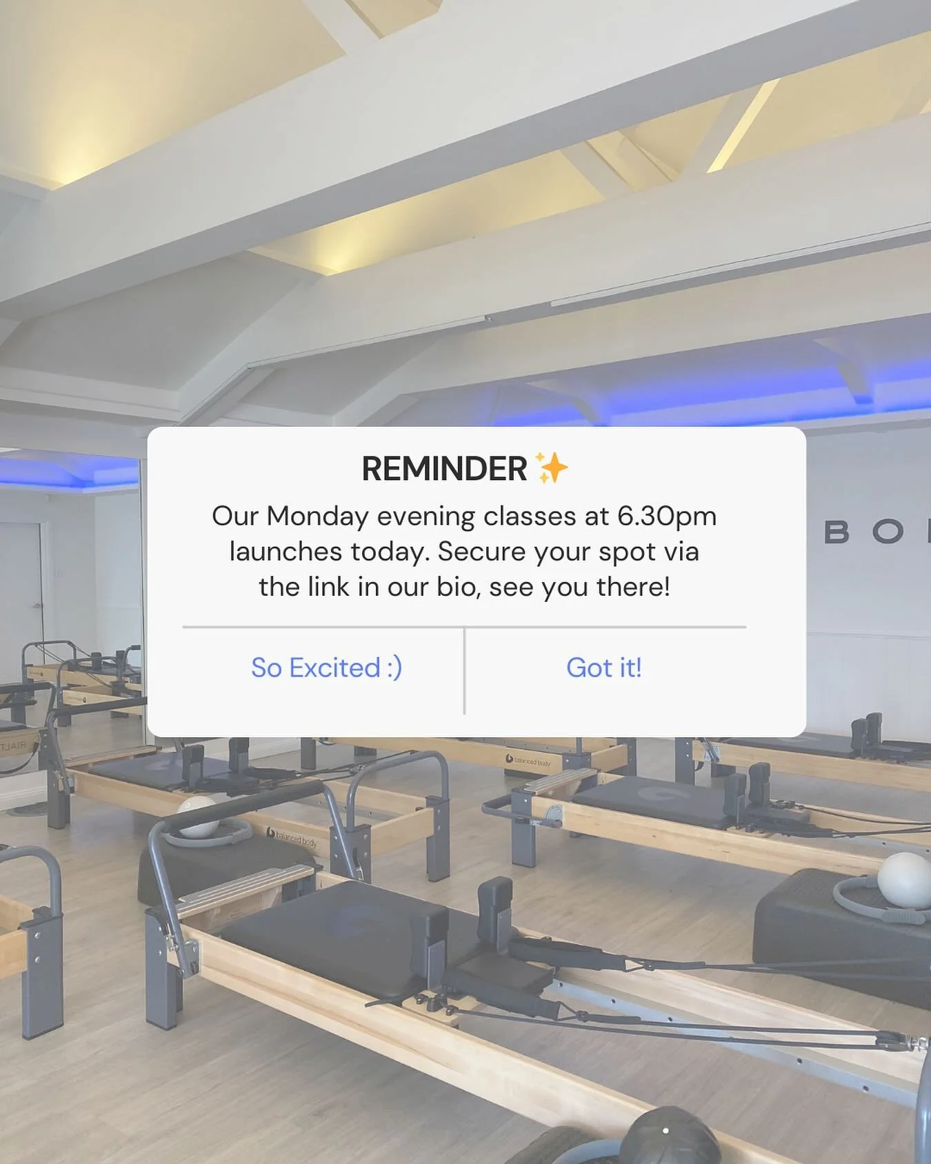 Exciting news! Our new class starts on Monday evenings at 6.30pm. See you all soon! 

#pilates #yourbodyphysioandpilates #yourbodystudios #reformer #reformerpilates