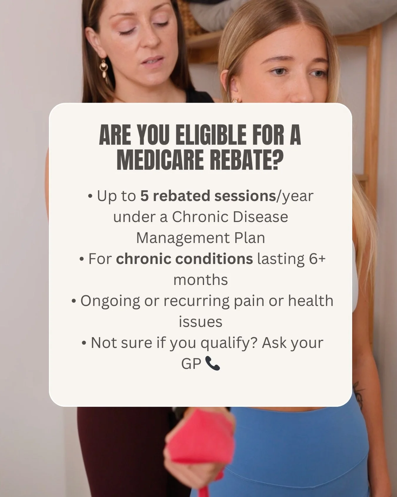 Could a Medicare rebate be for you? Find out if your chronic condition or ongoing health issues qualify. 

This can make a big difference in your expenses and access to care. Our team is happy to help you explore your options - get in touch with your