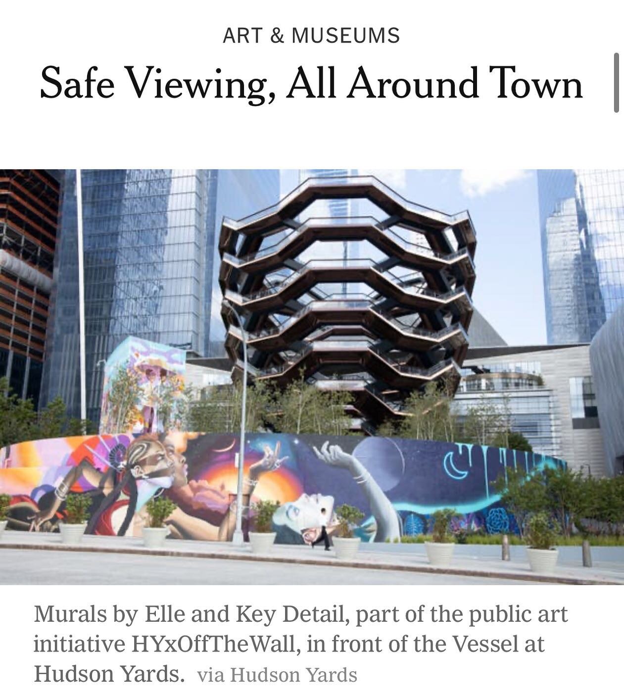 Featured in @nytimes today for &ldquo;Things to do this weekend.&rdquo; Check out the #artwork @thevesselnyc if you haven&rsquo;t seen it already! ☺️alongside the #bowerywall 🙌@jessicagoldmansrebnick 
&bull;
&bull;
&bull;
&bull;
&bull;#nytimes #elle