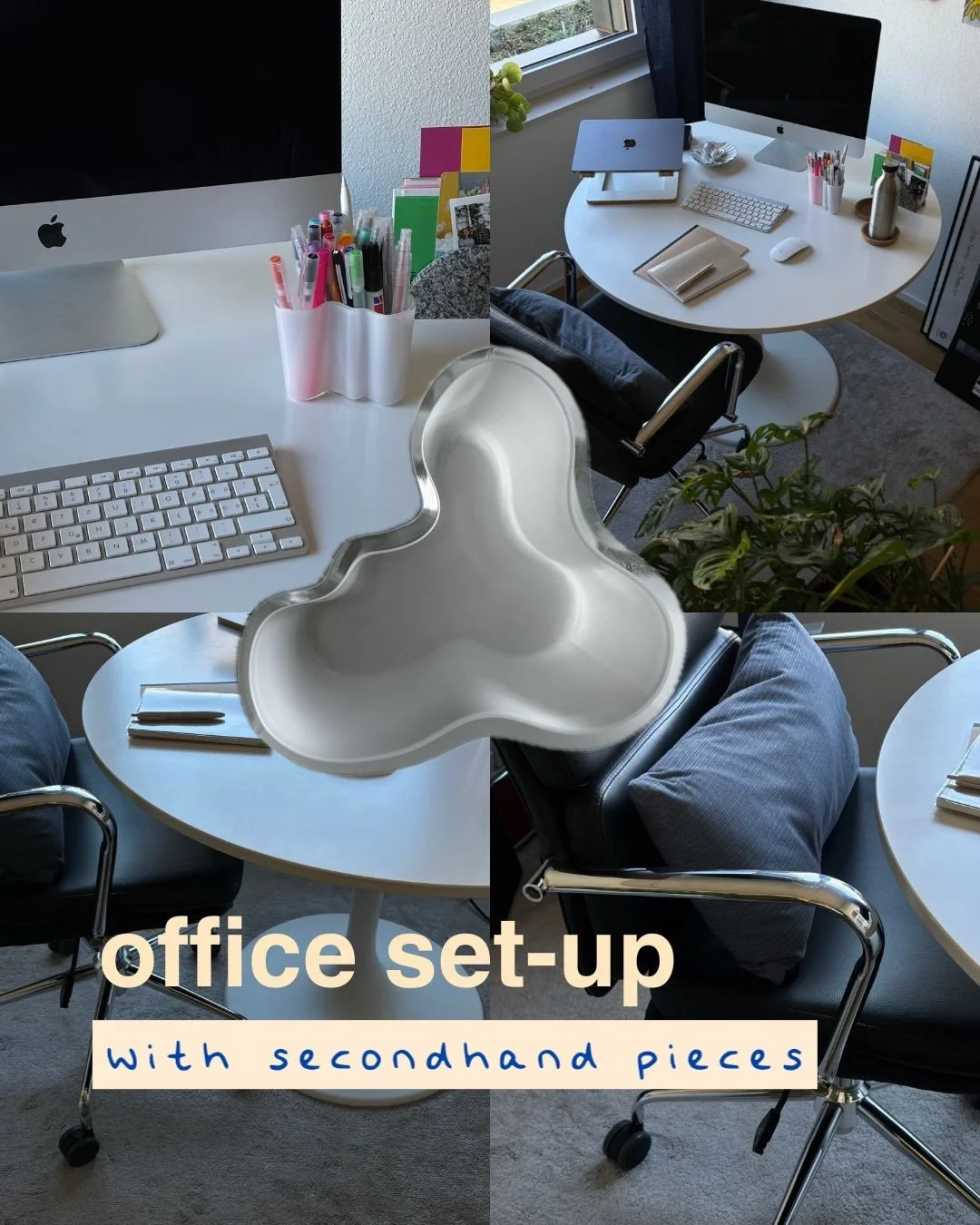 office set-up with my top four fav secondhand items and how much I paid for them ✨ 

makes work and studying way easier &amp; gives much more joy 🤭
