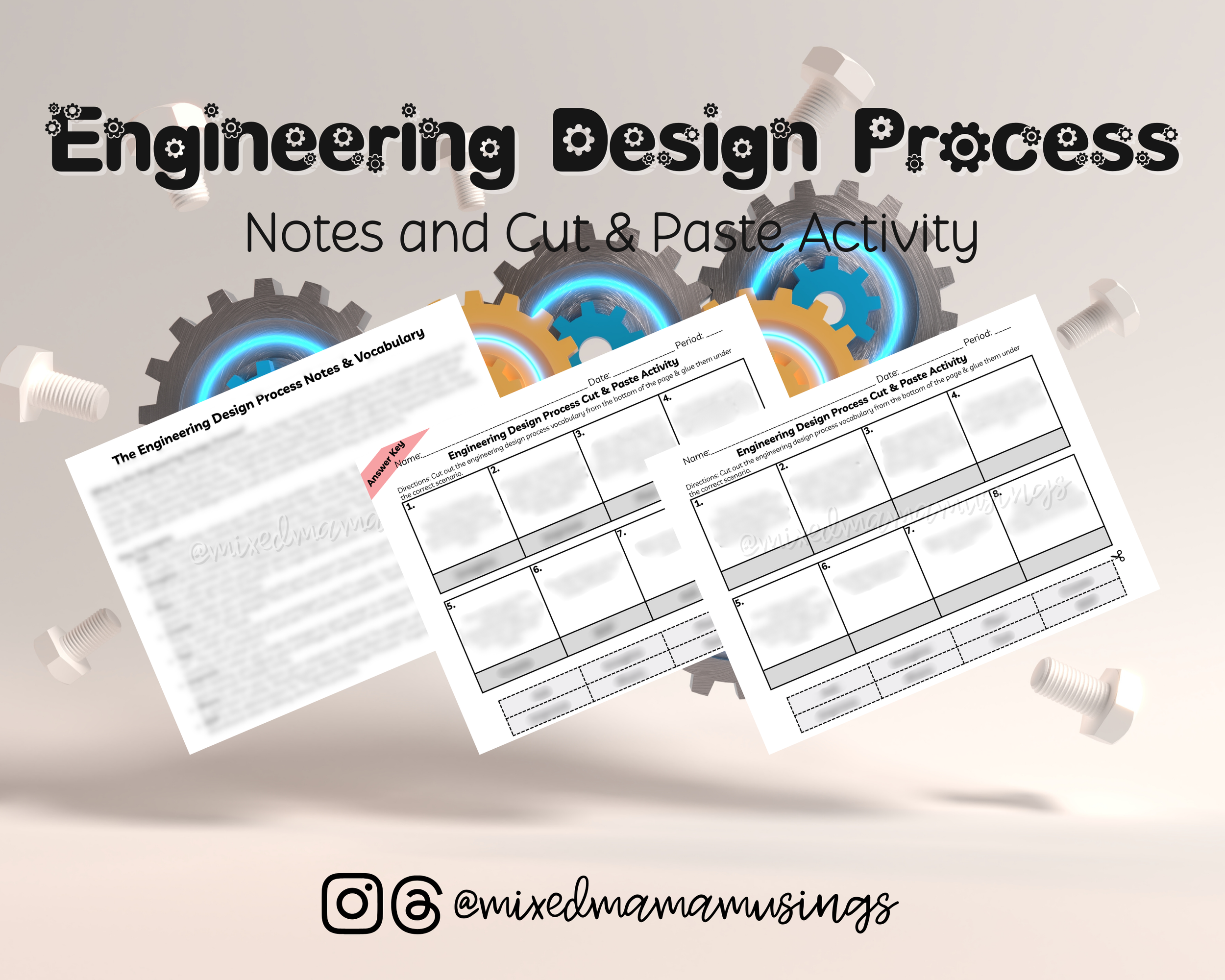 The Engineering Design Process" Notes and Cut & Paste Activity — Mixed ...