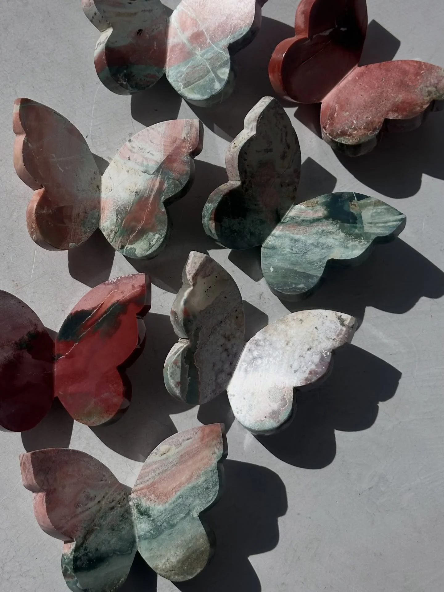 Unicorn Jasper restock ✨ So excited to share our latest release of this material! We have bigger butterflies than last time along with standing clouds and towers. Loving them all! Gran yours tomorrow during our Story Sale 💓

Saturday, 4/4 at 4pm PST