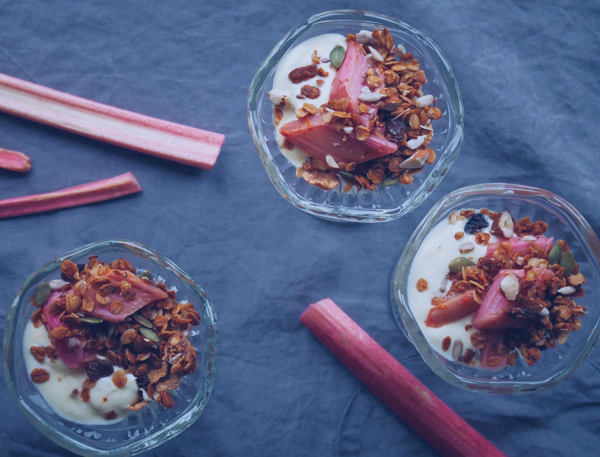 Rhubarb, Saffron & Honey Granola Pots