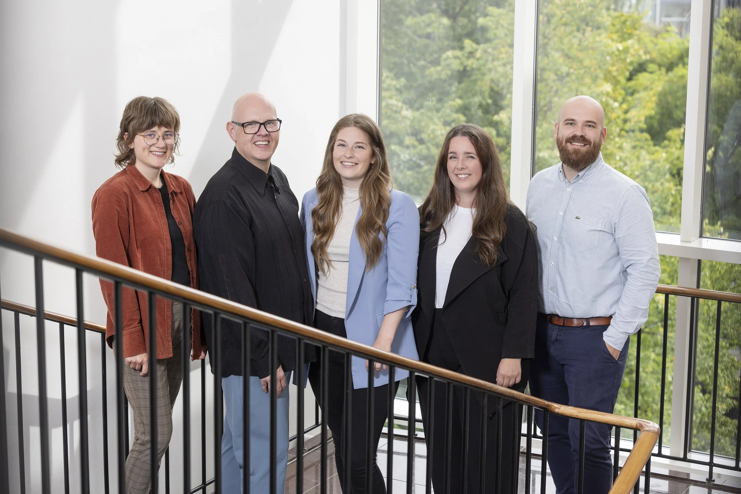 Picture of International House North Denmark team standing on a staircase