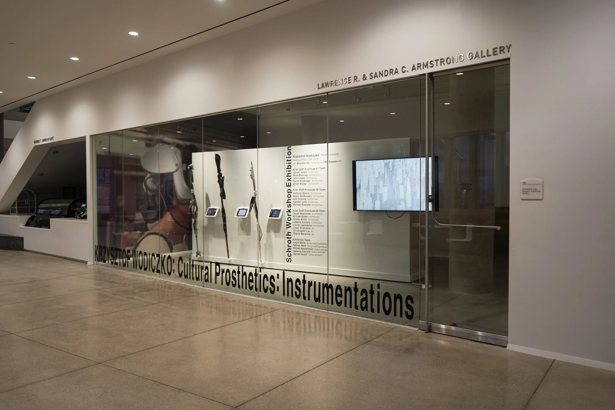 Entire Armstrong Gallery from outside in the hallway featuring the Krzysztof exhibit