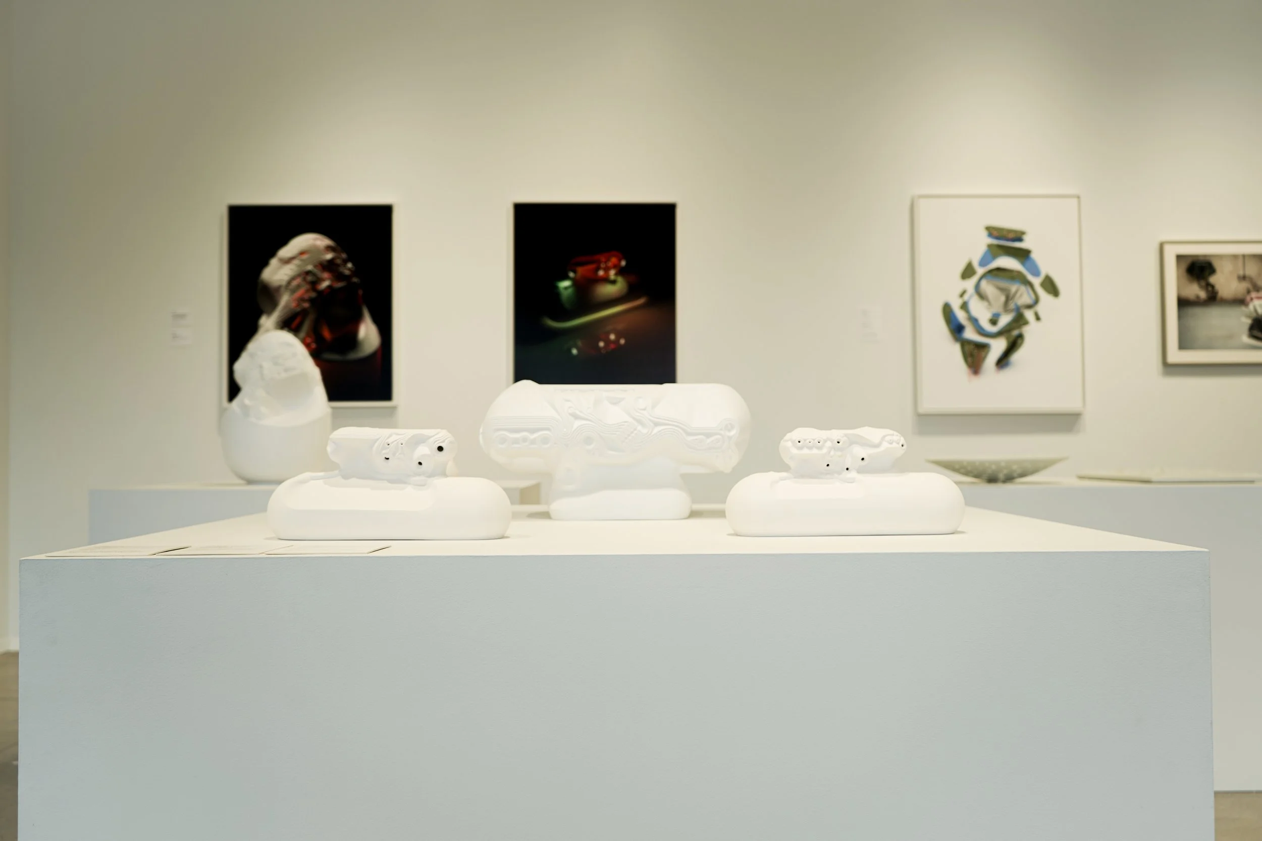 Ceramicology exhibit showing white sculptures