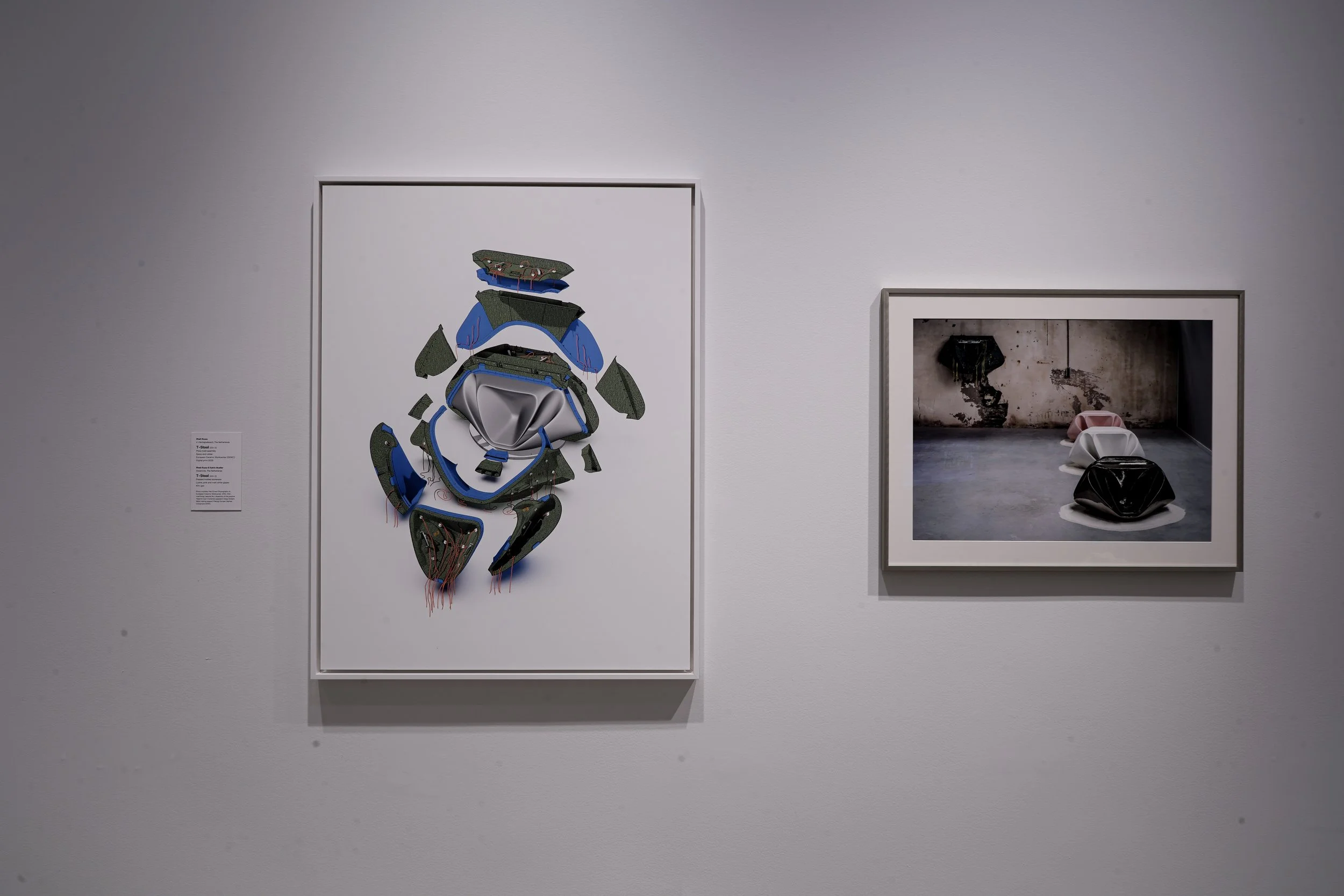 Ceramicology exhibit showing prints on the wall