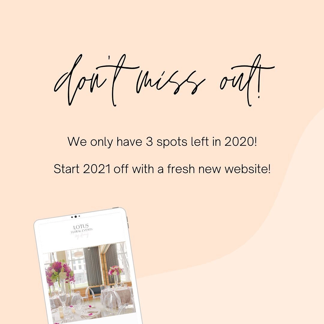 Start 2021 off with a fresh start! We only have three spots left for new projects in 2020. Don&rsquo;t miss out! 
.
.
.
.
.
#webdesign #websitedesigner #squarespacedesigner #squarespacetemplate #squarespacewebdesigner