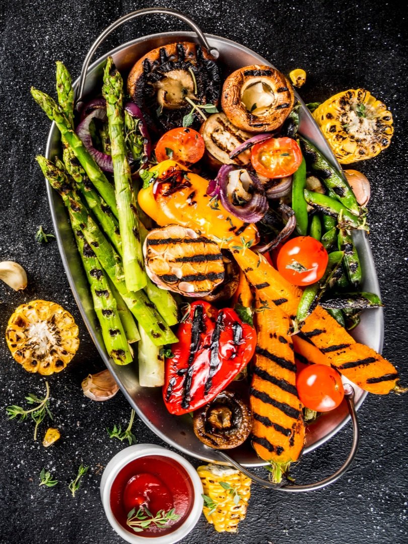Parrilla dieciochera para veganos y vegetarianos