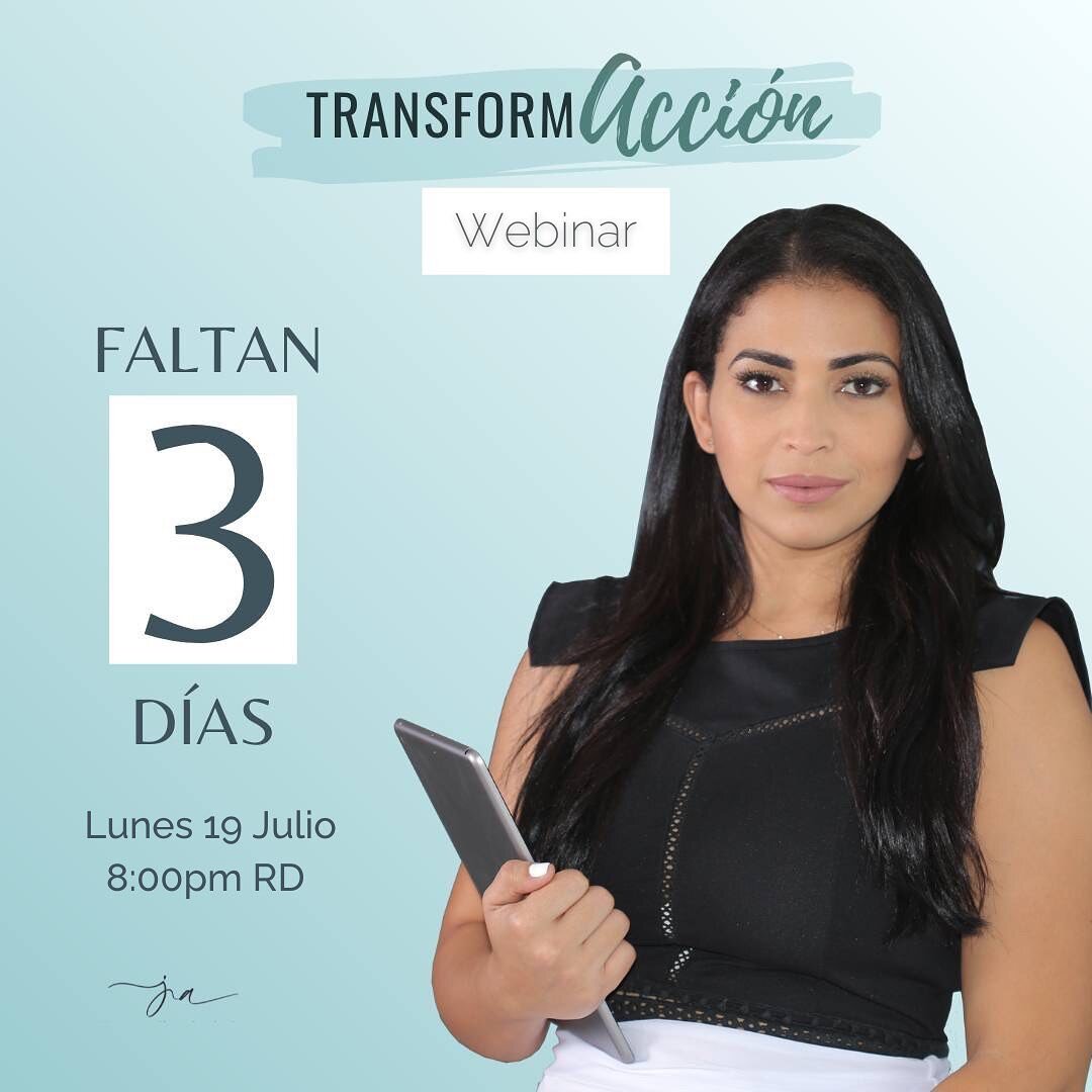 SOLO FALTAN 3 D&Iacute;AS! ⏳

Estoy muy emocionada por compartir contigo en este espacio, un espacio cercano de crecimiento, de transformaci&oacute;n! 🙌🏼

Si a&uacute;n no te has registrado &iquest;Que est&aacute;s esperando? Puedes registrarte tot