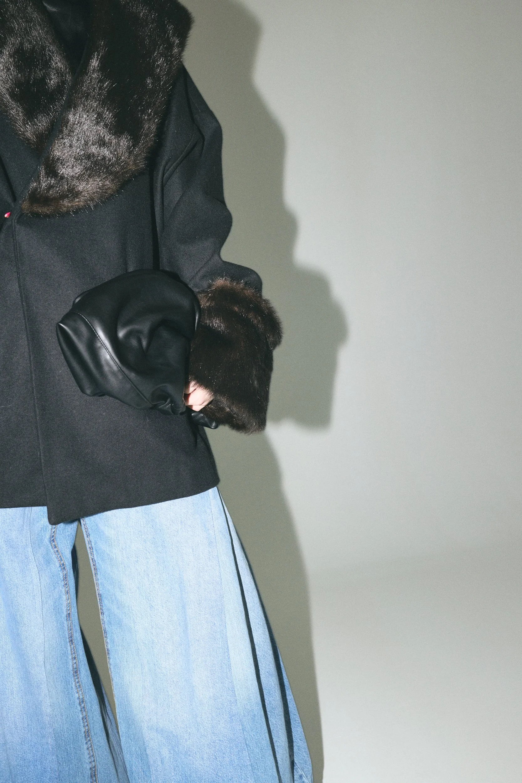 WOOL/ BROWN FUR COAT