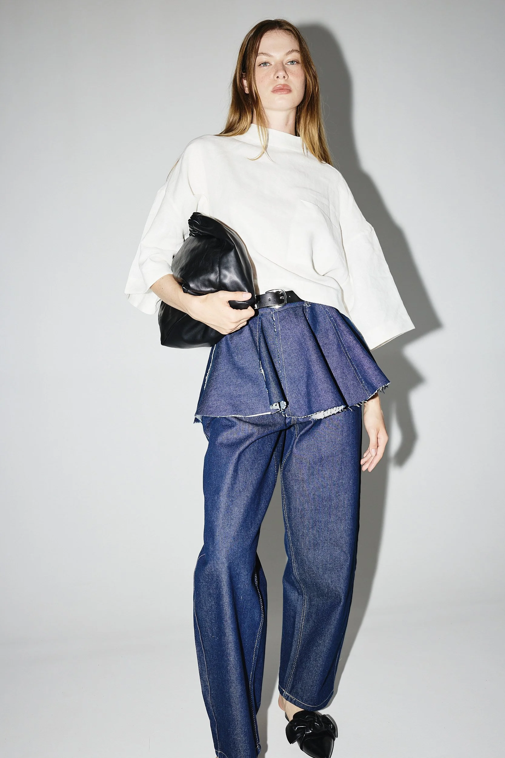 DARK BLUE PEPLUM JEANS