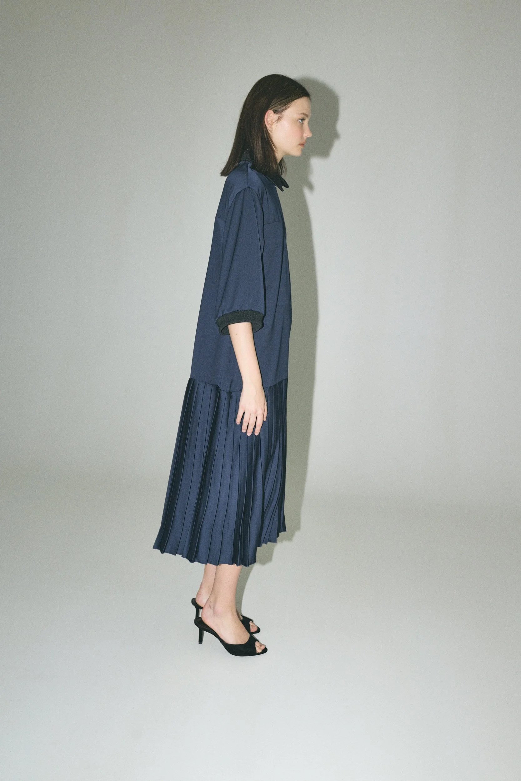 BLUE PLEATED DRESS