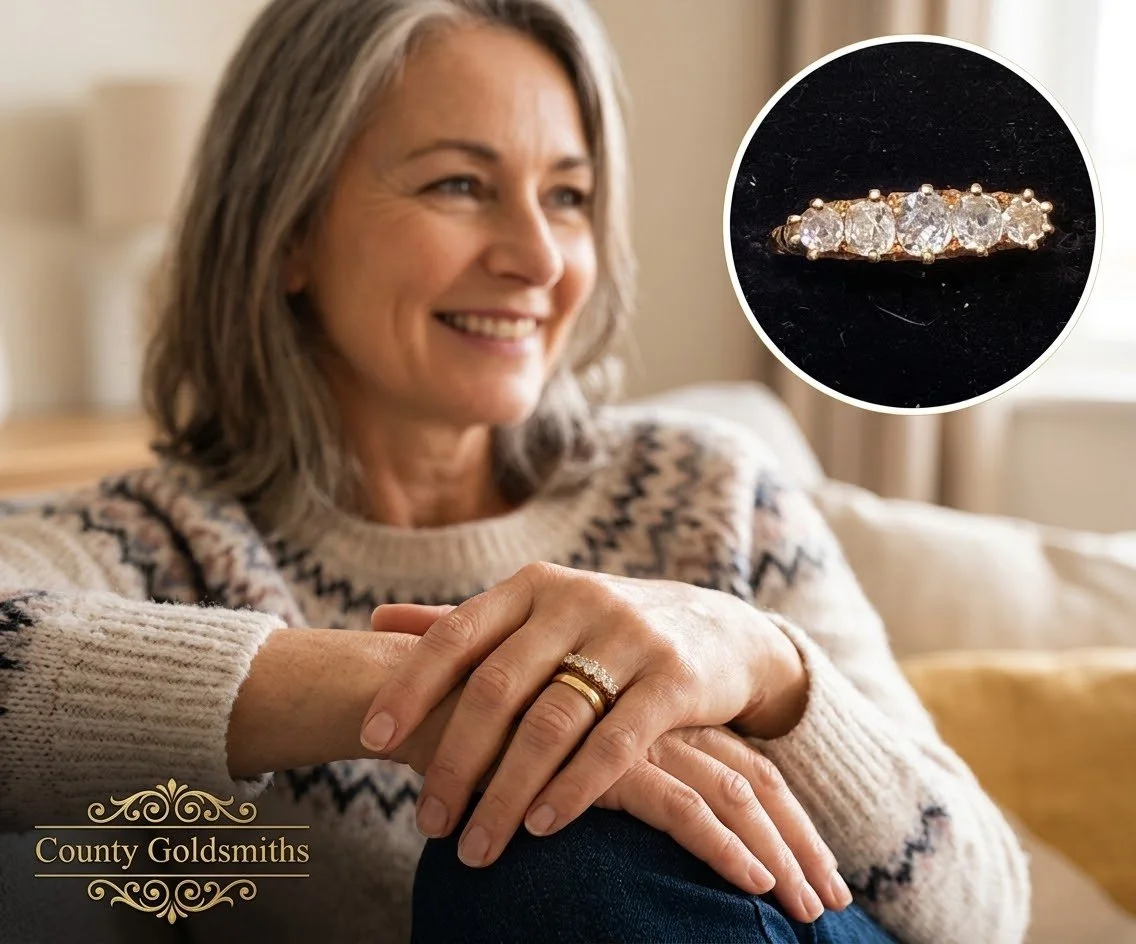 18ct Gold Old Cut Diamond 5 stone ring