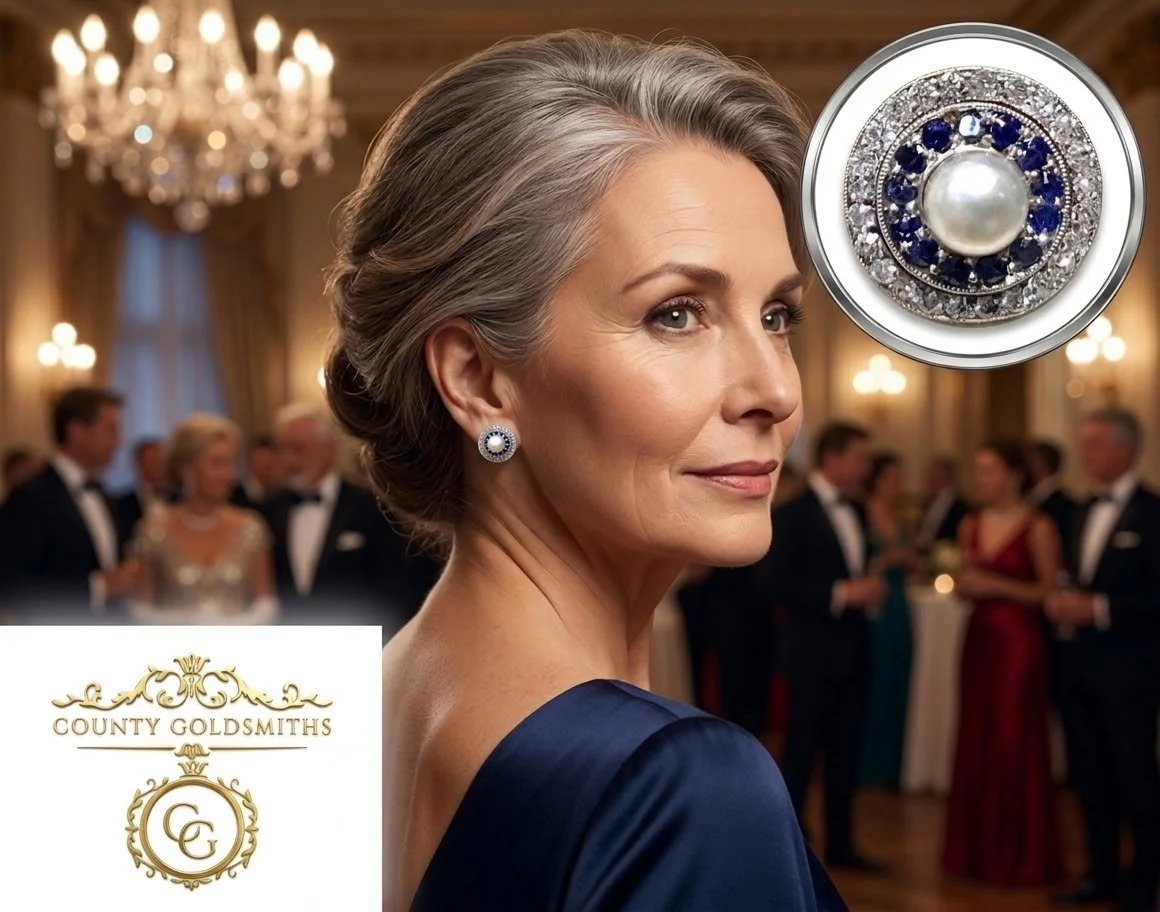 18ct Sapphire Pearl Diamond Earrings