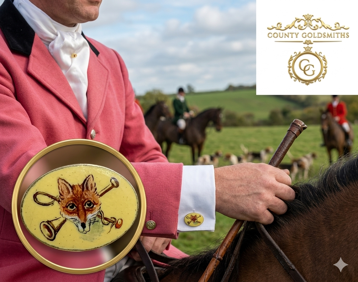 9ct Gold Fox and Hounds Cufflinks