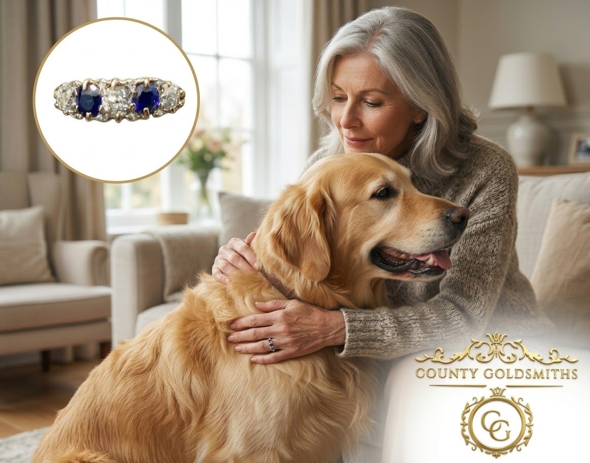 18ct Sapphire and Diamond Boat Set ring