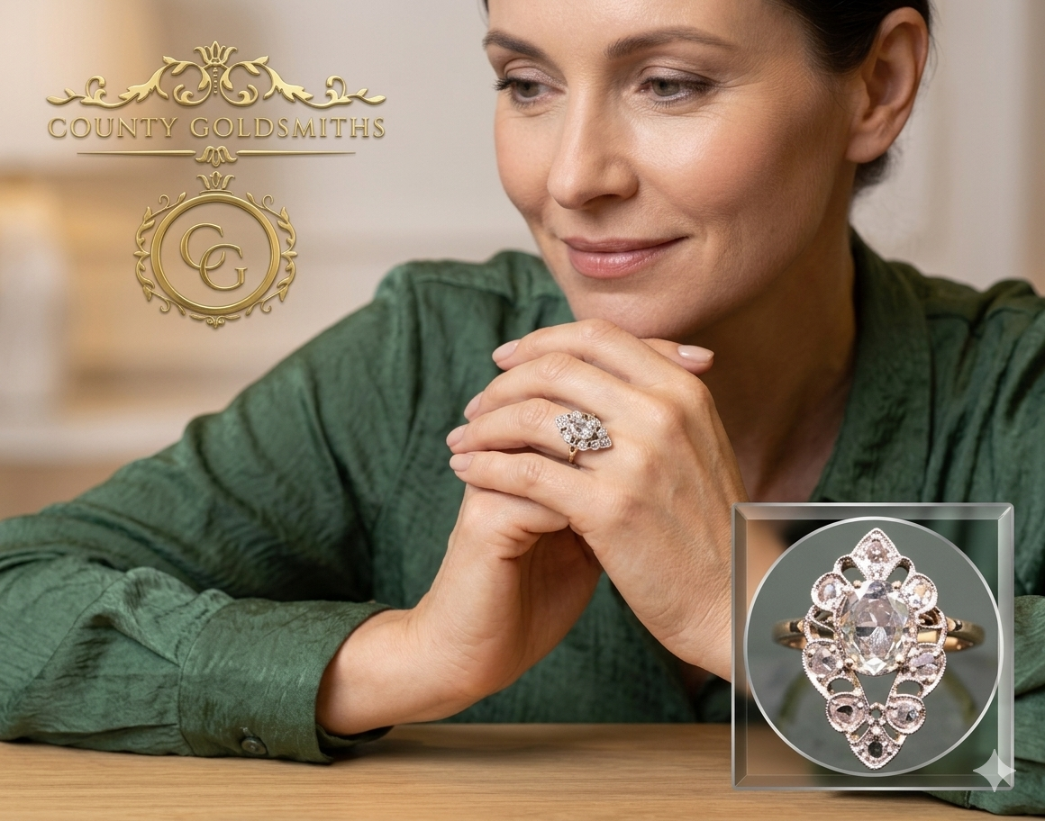 Early Art Deco Rose cut Diamonds cluster ring