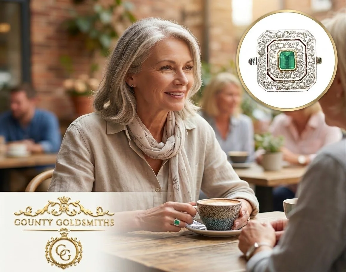 Art Deco Platinum Emerald and Diamond ring