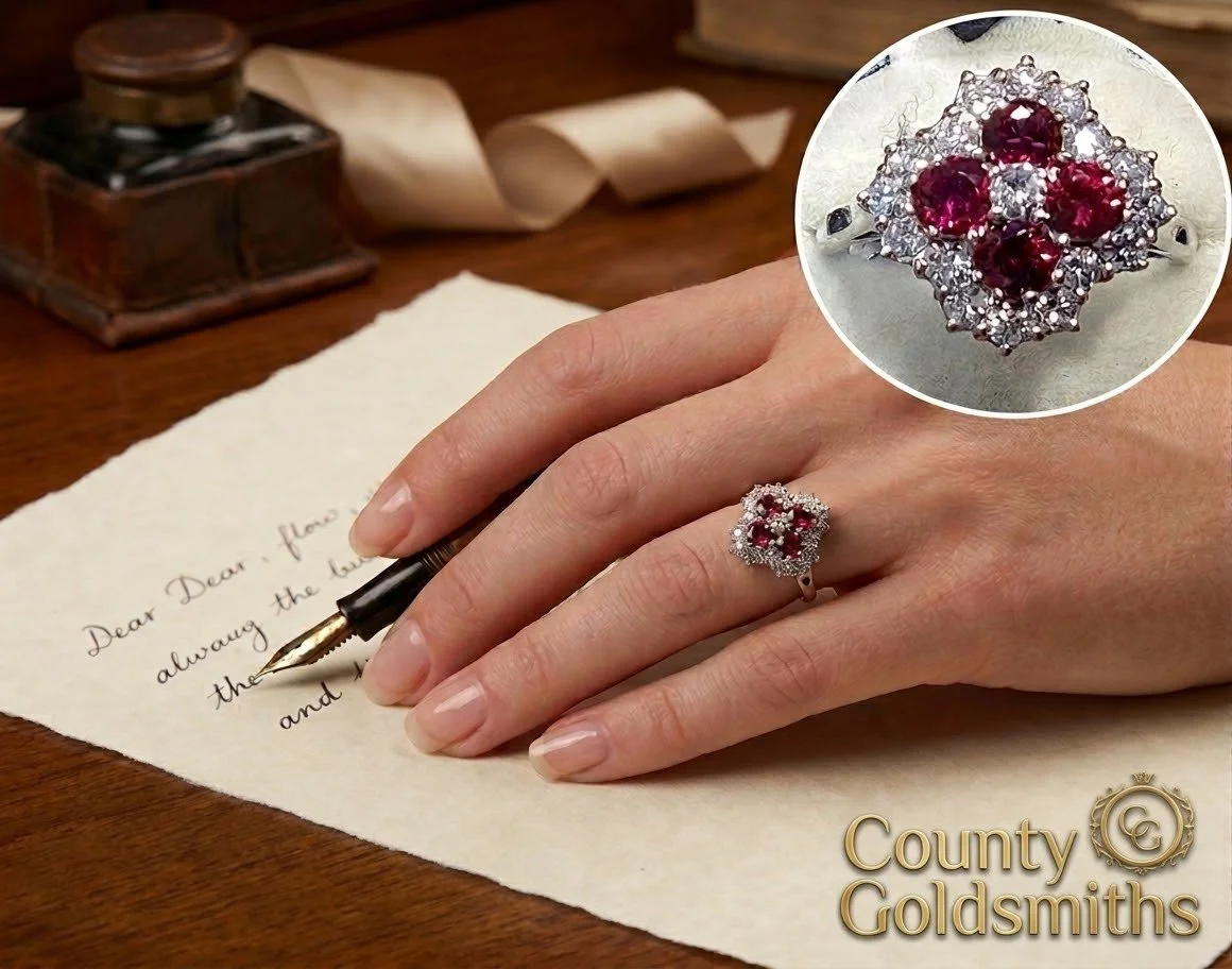 18ct Gold set Ruby and Diamond cluster ring