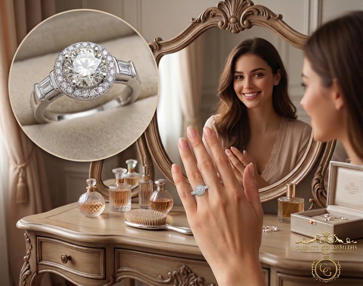 Platinum set Diamond Halo ring